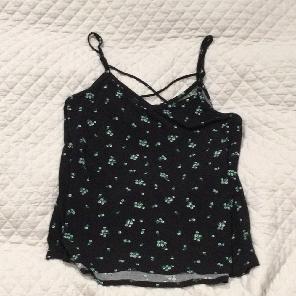 Torrid black floral print tank top size 2